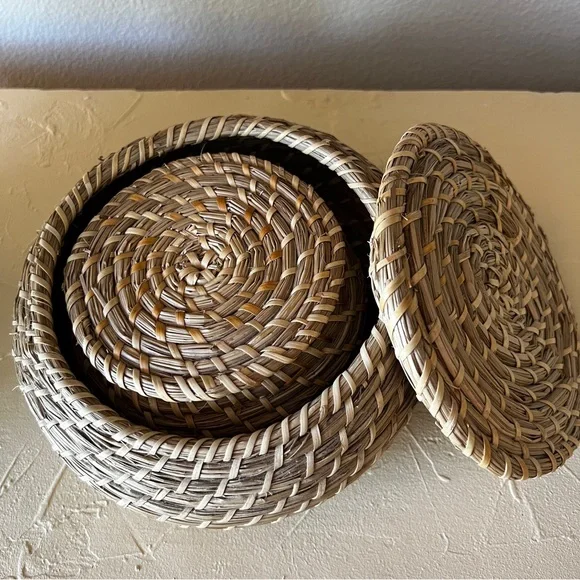 Sea Grass Woven Nesting Storage Baskets Set of 3 Home Decor Table Decor … - Picture 5 of 6